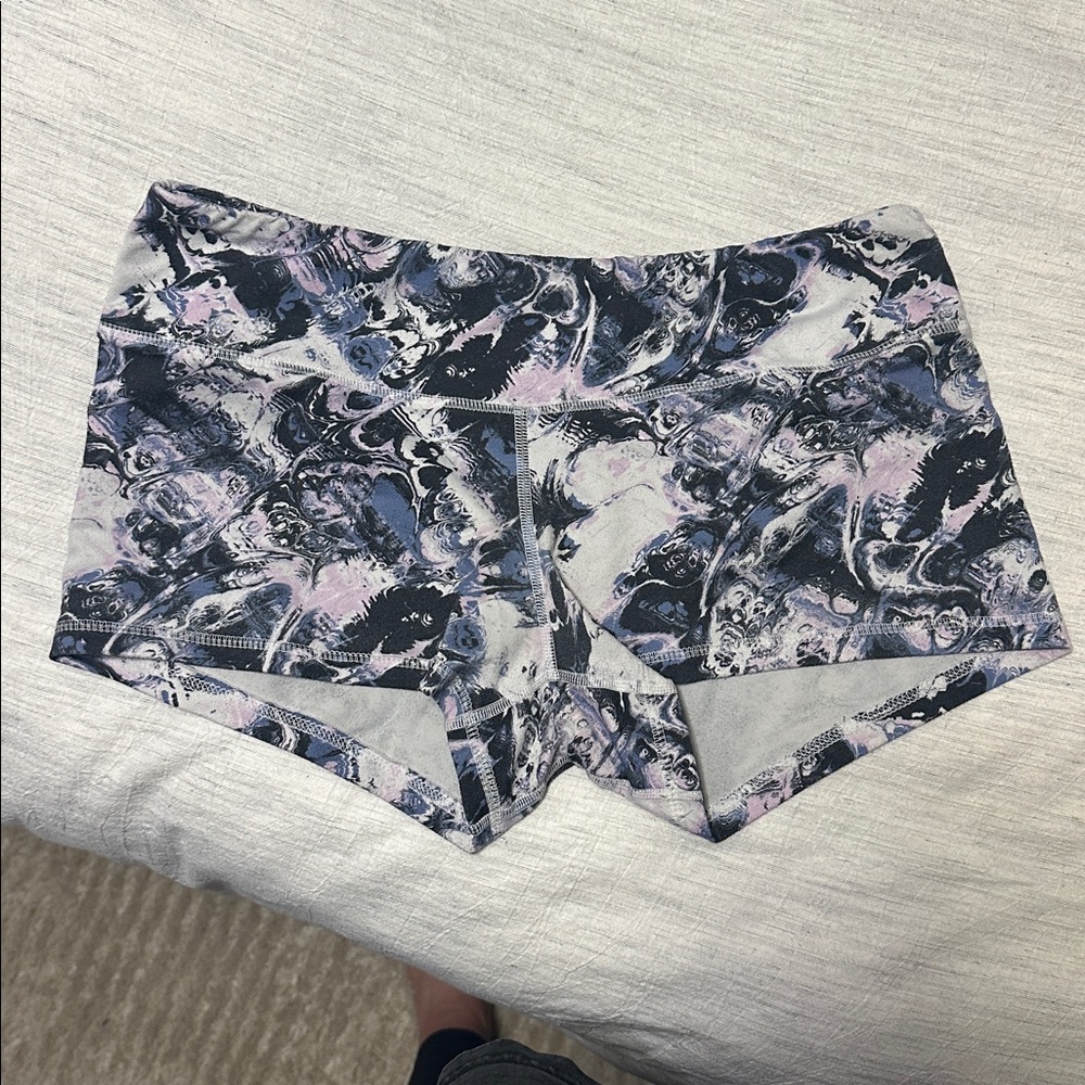 Fleo Women's Athletic Shorts - Black and Purple Pattern